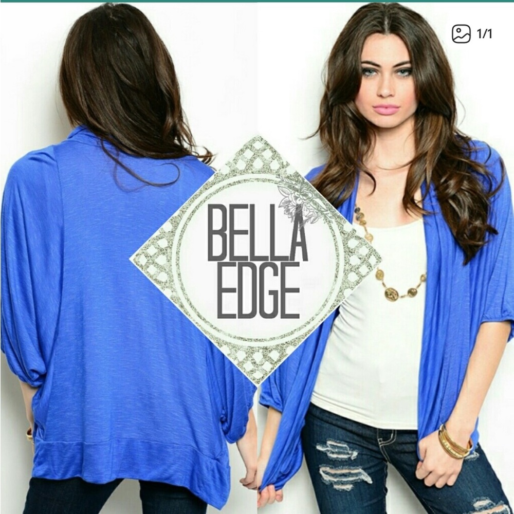 Royal Blue Draped Balloon Sleeve Shrug